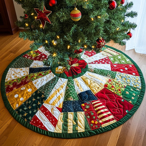 Mistletoe Magic Quilted Christmas Tree Skirt