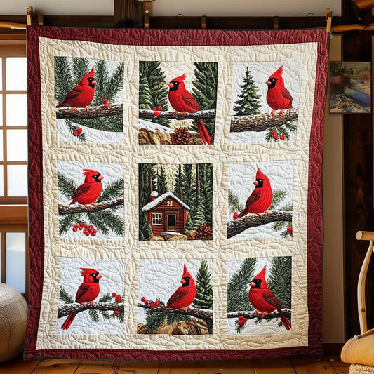 Winter Cardinal Quilt Blanket