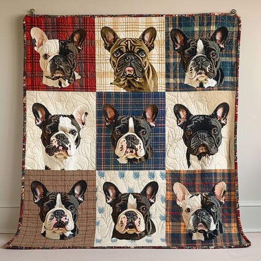 French Bulldog Patterned Quilted Blanket - Throw (55" x 60")