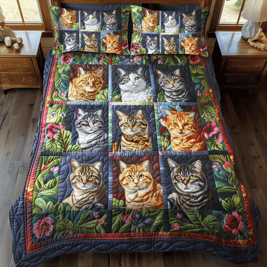 Feline Fantasy 3-Piece Quilted Bedding Set - Single (59" x 70")