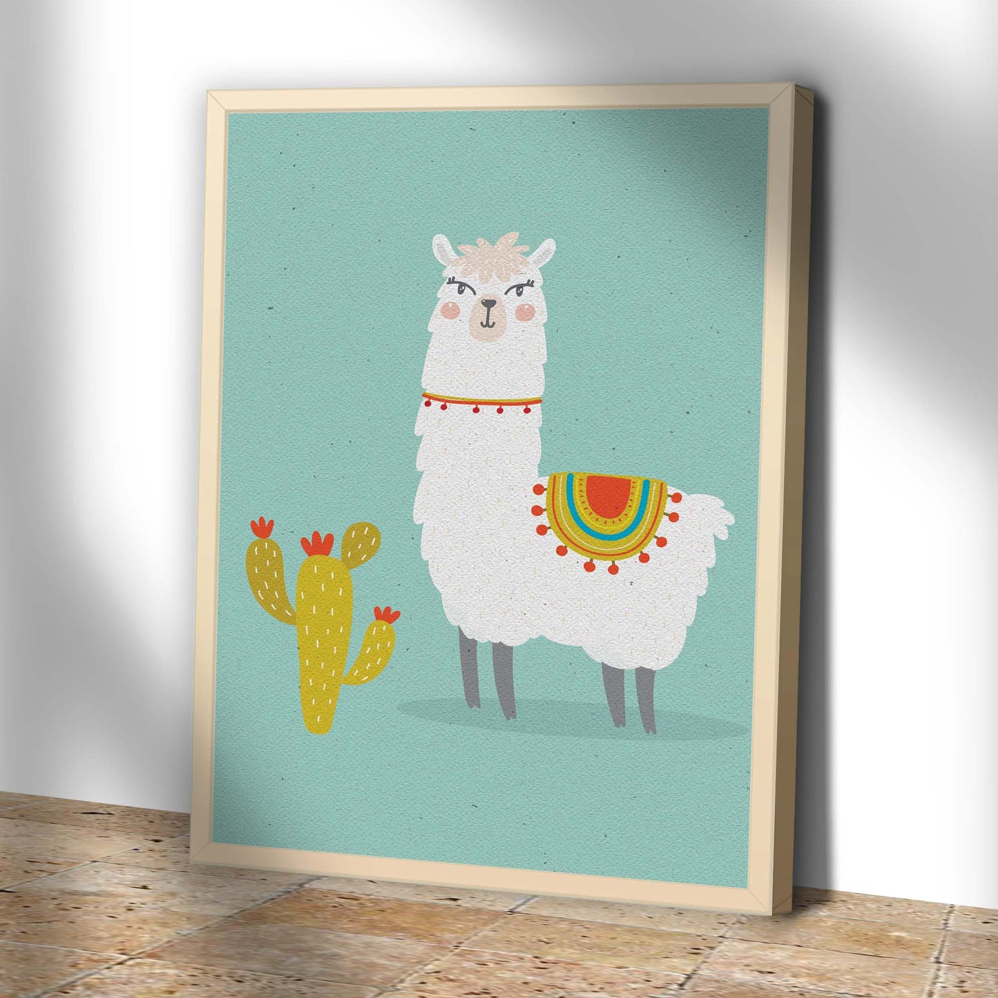 Whimsical Llama Portrait Canvas Wall Art