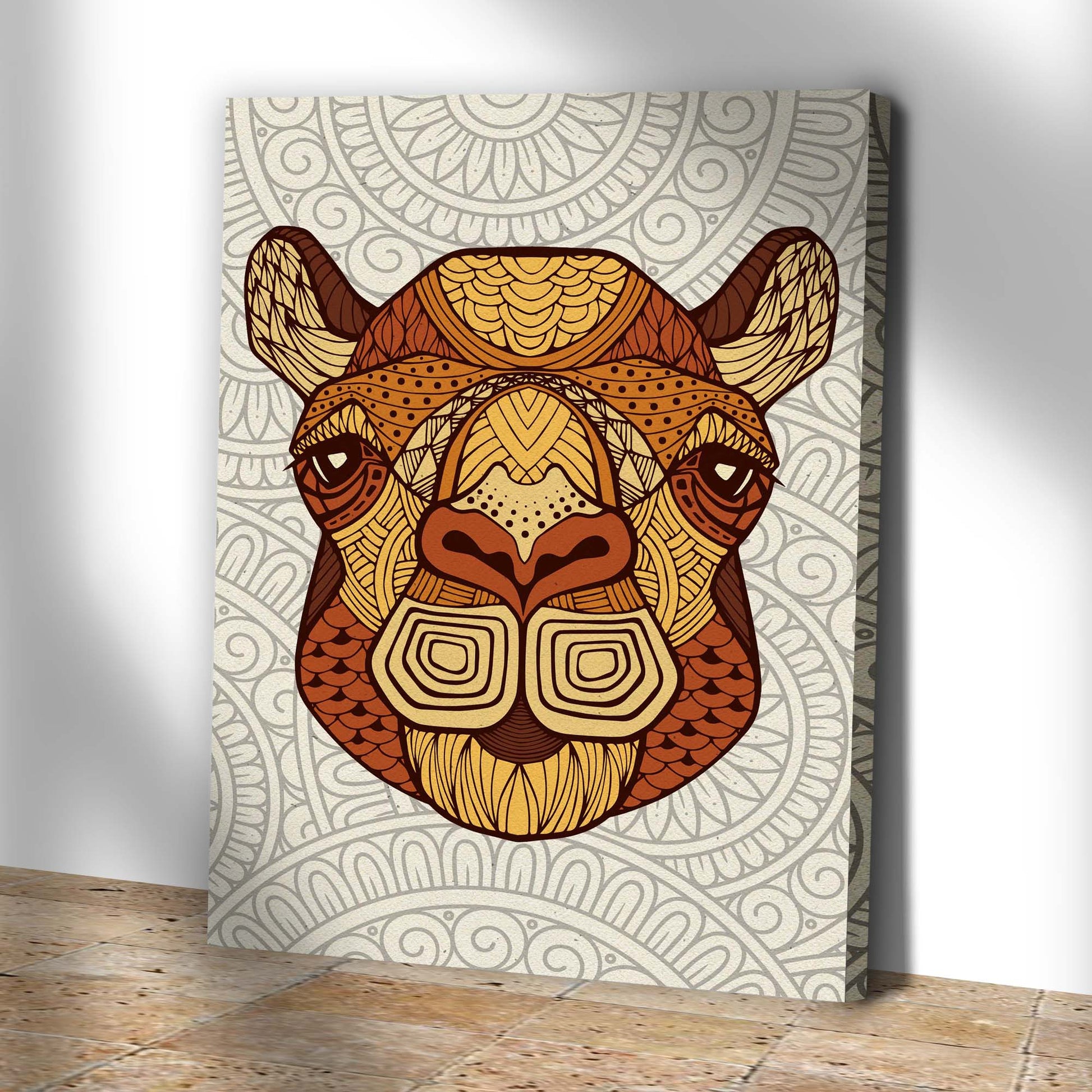 Zentangle Camel Head Canvas Wall Art