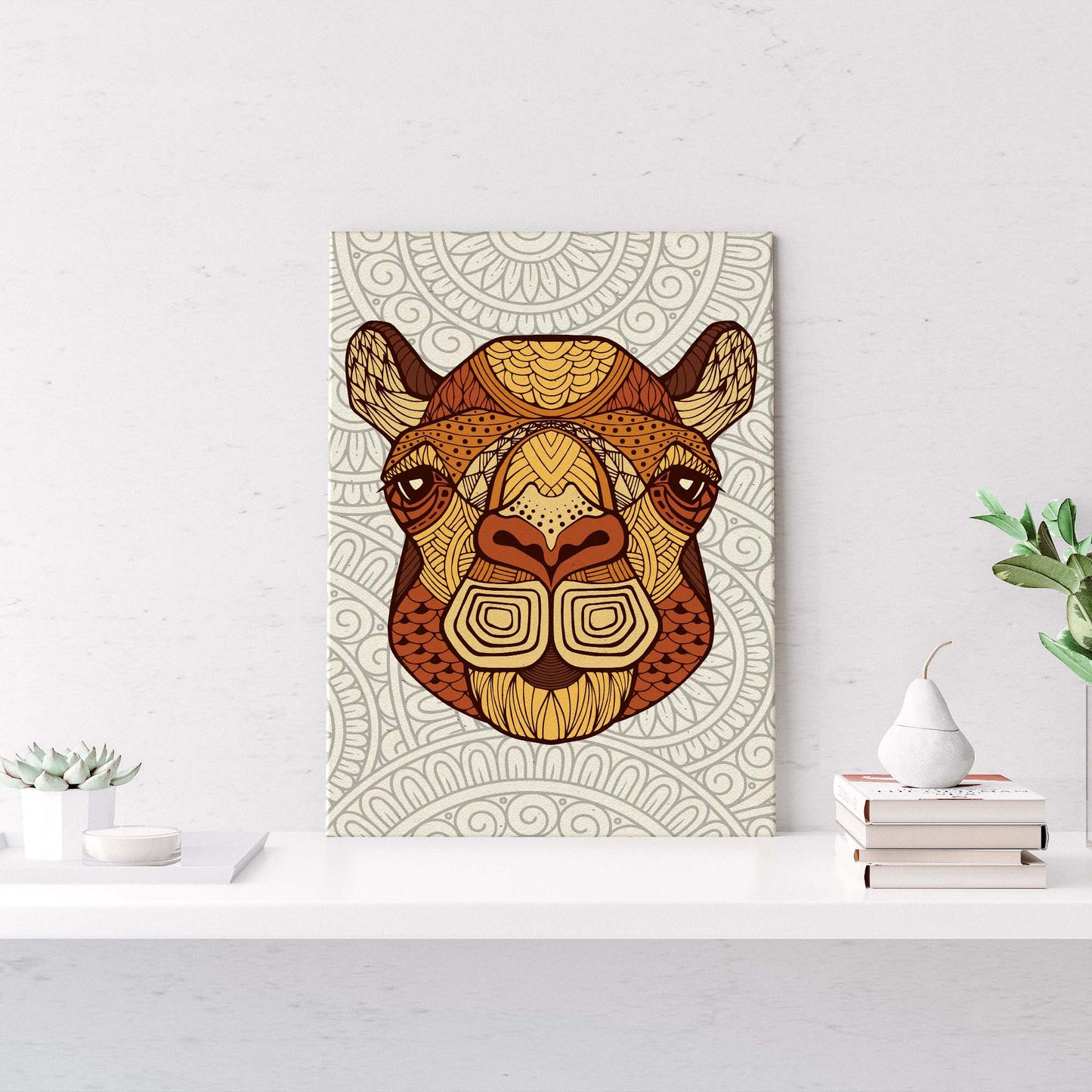 Zentangle Camel Head Canvas Wall Art