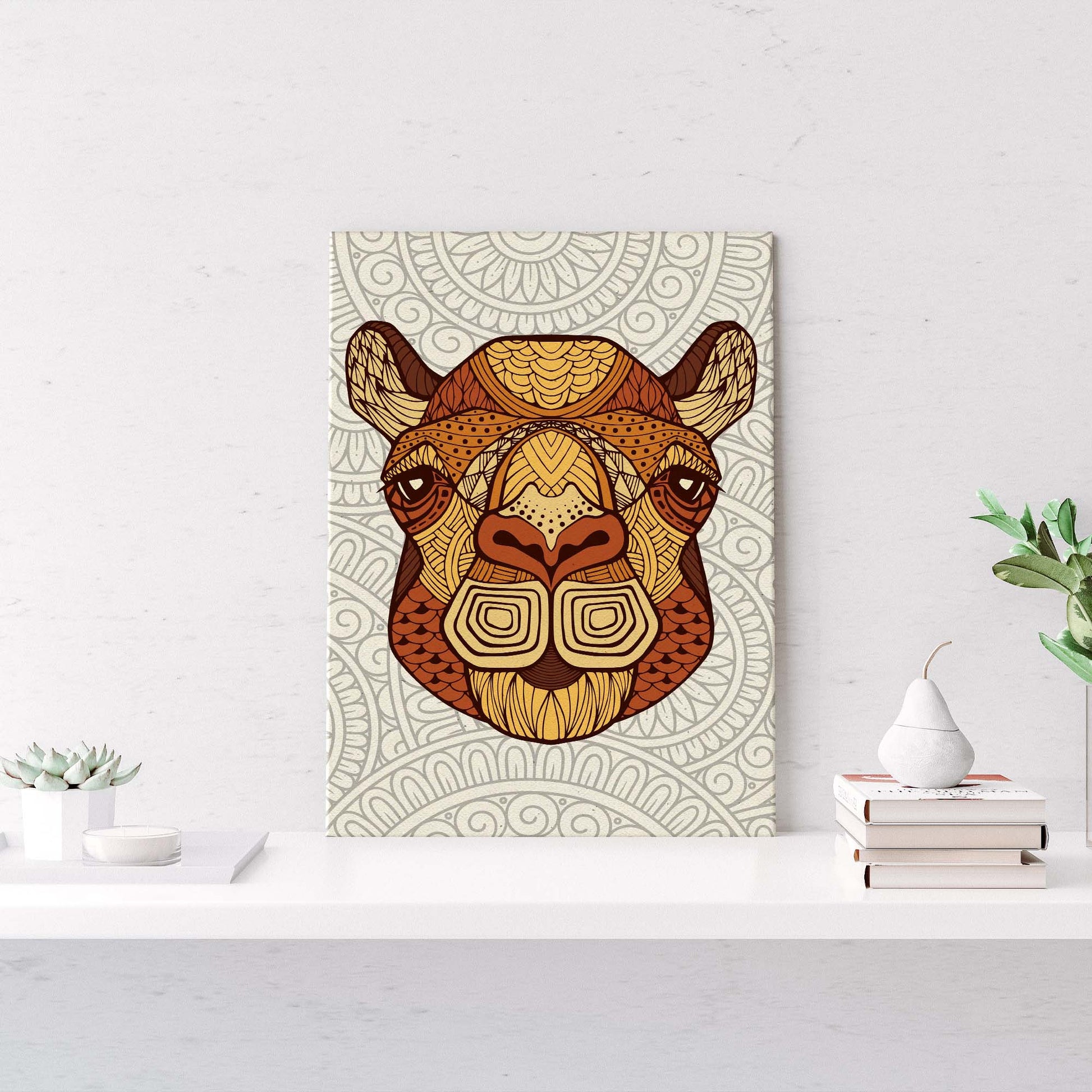 Zentangle Camel Head Canvas Wall Art