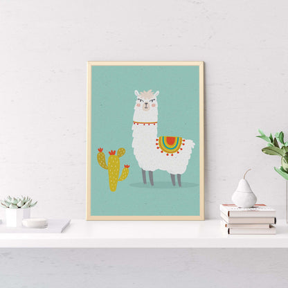 Whimsical Llama Portrait Canvas Wall Art