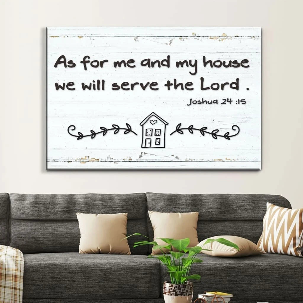 christian wall art as for me and my house we will serve the lord canvas modern farmhouse (Landscape) (view 4)