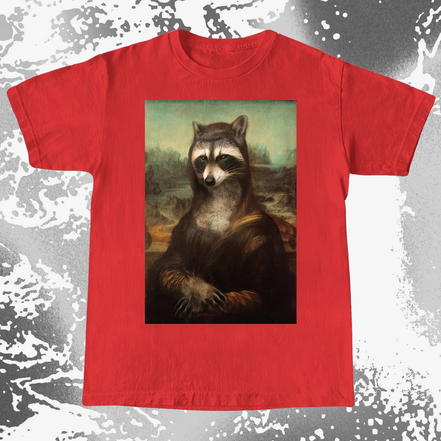 Mona Lisa Raccoon Shirt – Classic Art Parody Tee, funny meme tee gift (view 14)