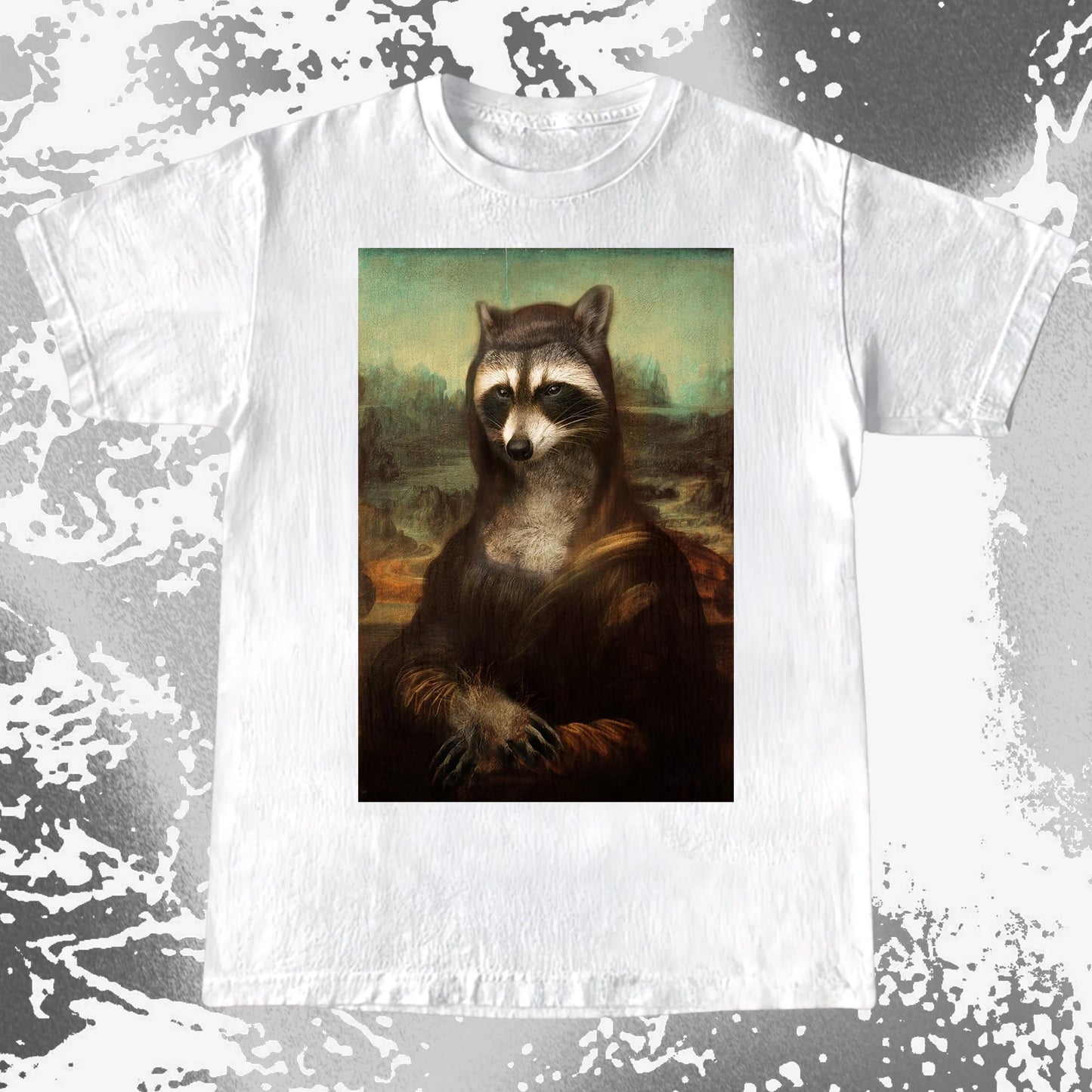 Mona Lisa Raccoon Shirt – Classic Art Parody Tee, funny meme tee gift (view 16)