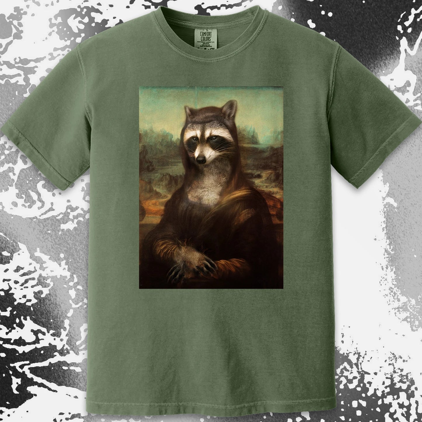Mona Lisa Raccoon Shirt – Classic Art Parody Tee, funny meme tee gift (view 4)