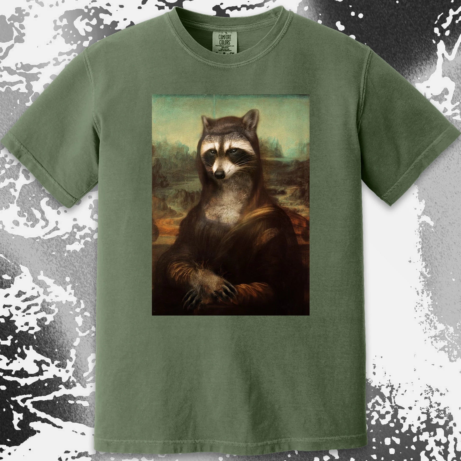 Mona Lisa Raccoon Shirt – Classic Art Parody Tee, funny meme tee gift (view 4)