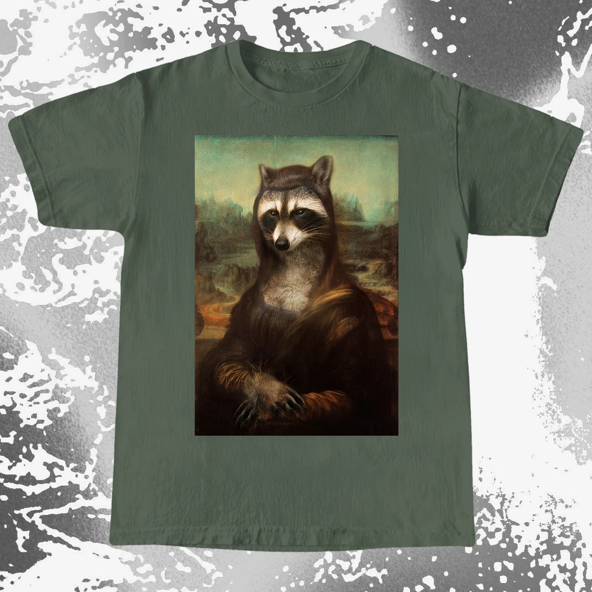 Mona Lisa Raccoon Shirt – Classic Art Parody Tee, funny meme tee gift (view 3)