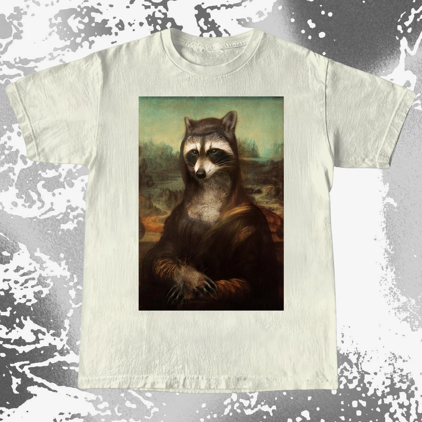 Mona Lisa Raccoon Shirt – Classic Art Parody Tee, funny meme tee gift (view 7)