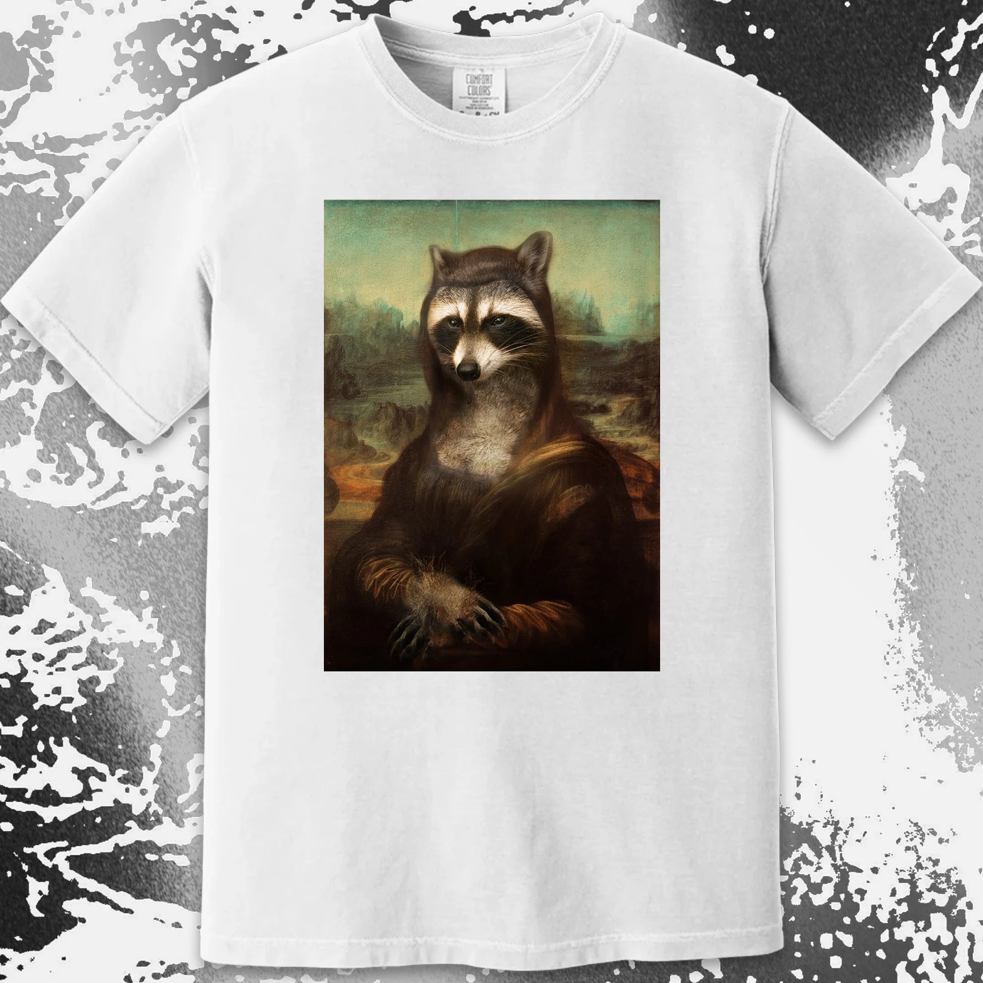 Mona Lisa Raccoon Shirt – Classic Art Parody Tee, funny meme tee gift (view 9)
