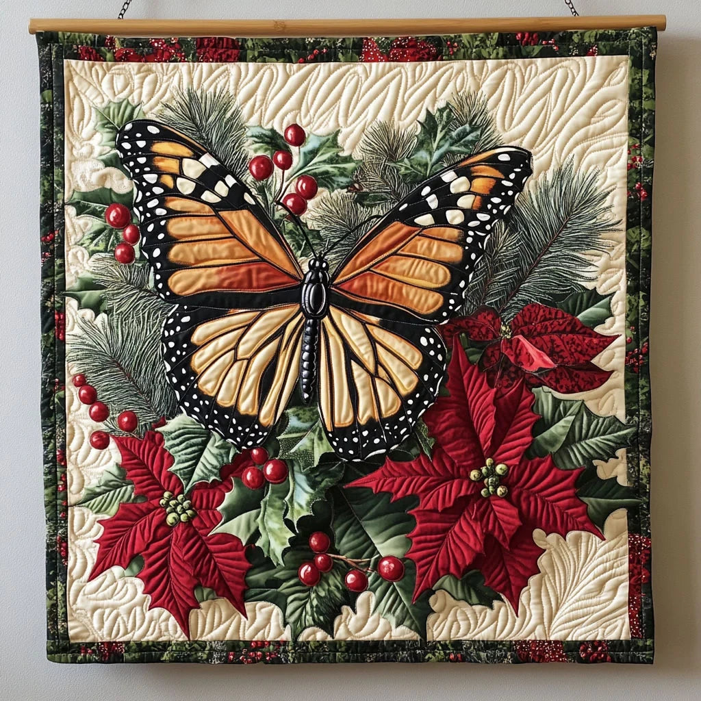 Monarch Butterfly Christmas Quilt Blanket