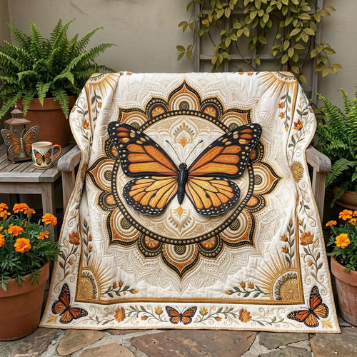 Monarch Mandala Quilt Blanket