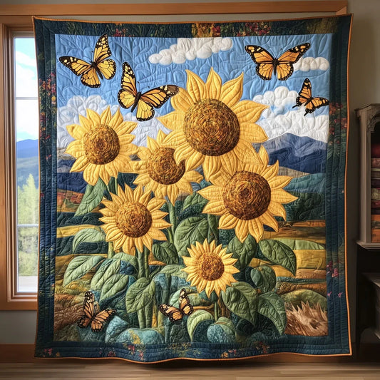 Monarch's Garden Quilt Blanket