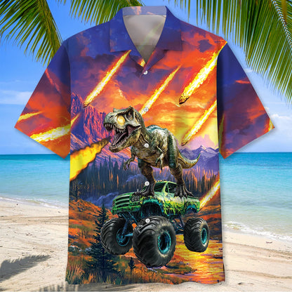 Monster Truck Dinosaur Hawaiian Shirt
