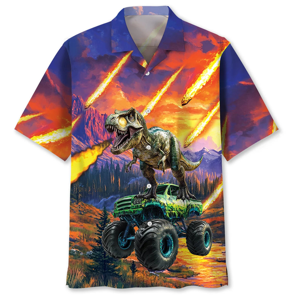 Monster Truck Dinosaur Hawaiian Shirt