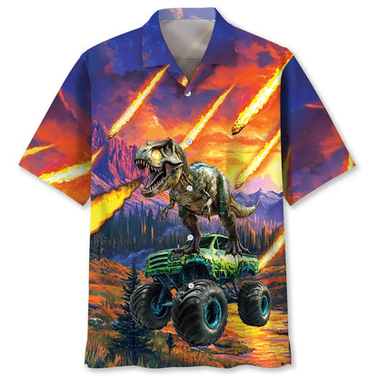 Monster Truck Dinosaur Hawaiian Shirt