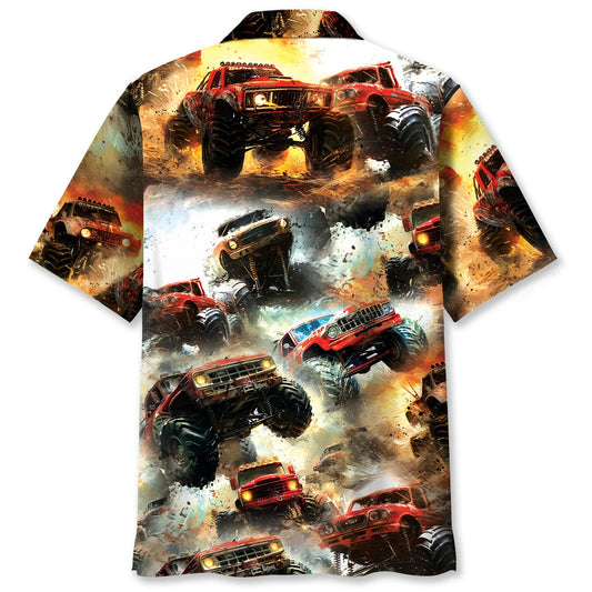 Monster Truck Mad Racing Hawaiian Shirt - S - hawaiian shirt