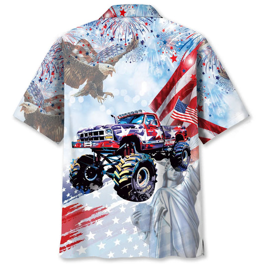 Monster Truck Usa Hawaiian Shirt - S - hawaiian shirt