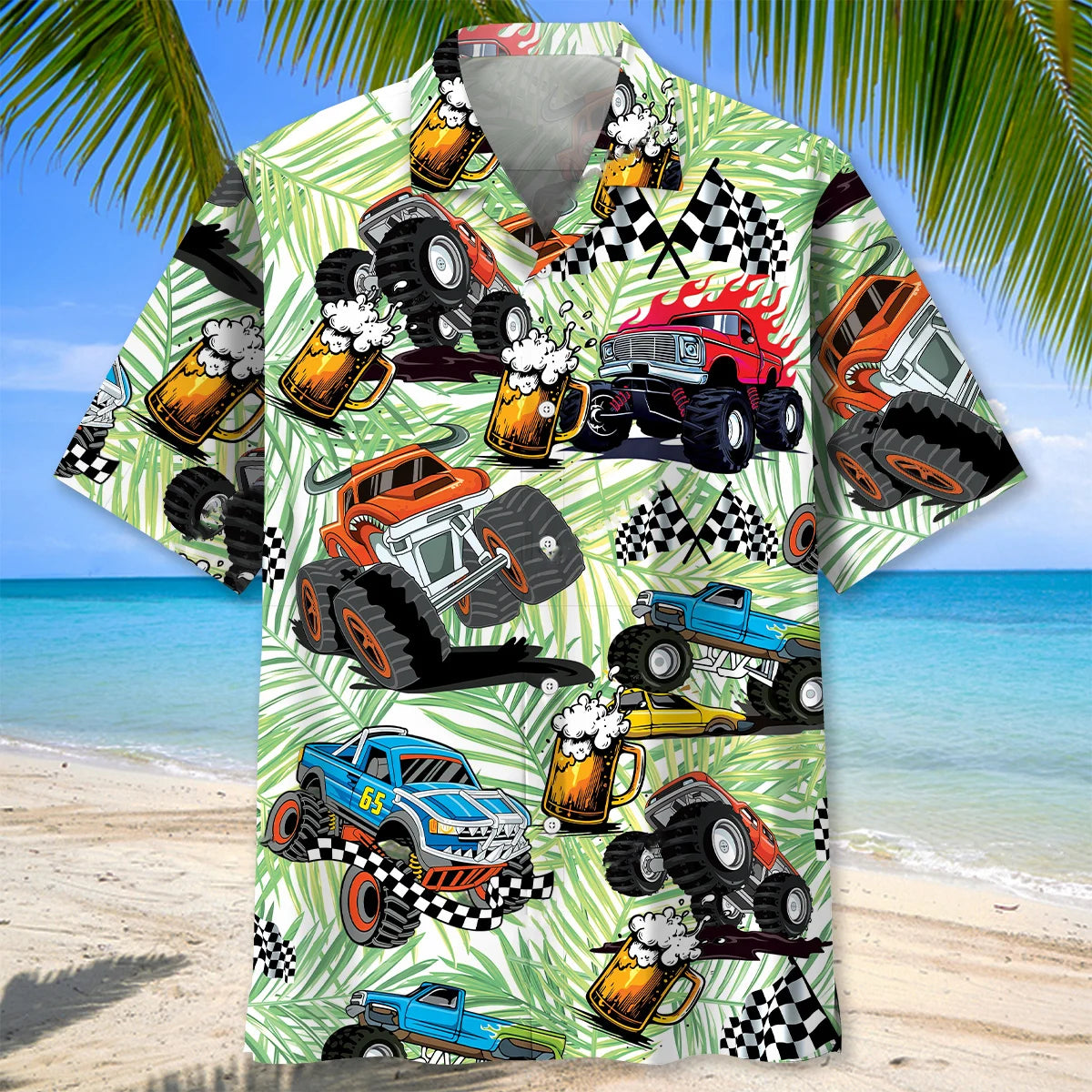 Monster Trucker and Beer Lover Hawaiian Shirt