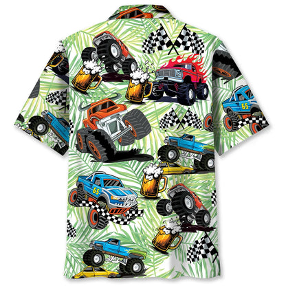 Monster Trucker and Beer Lover Hawaiian Shirt