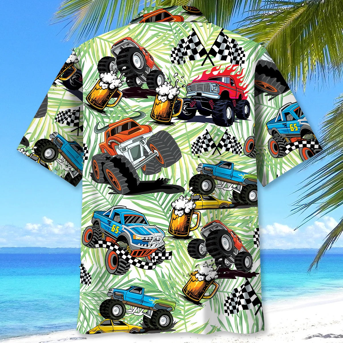 Monster Trucker and Beer Lover Hawaiian Shirt