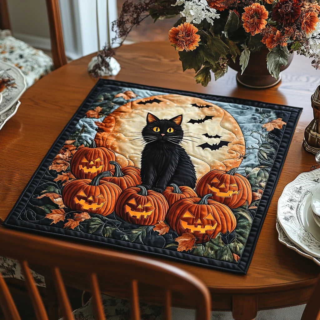 Moon Cat Quilted Table Topper