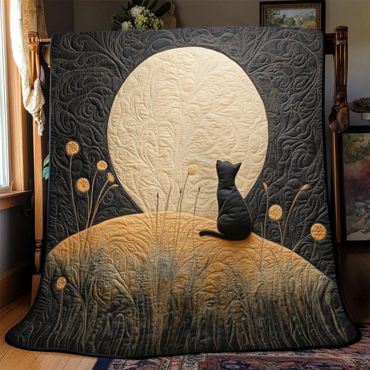 Moon Night Cat Quilt Blanket