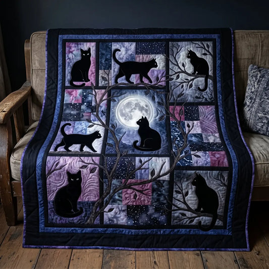 Moonlight Cats Quilt Blanket
