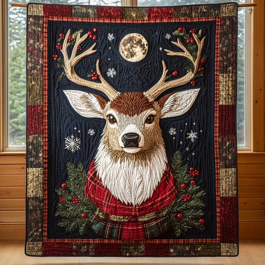 Moonlit Deer Quilt Blanket