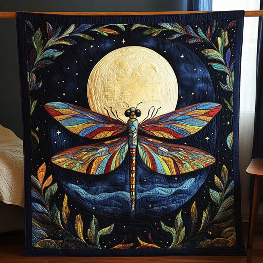 Moonlit Dragonfly Quilt Blanket