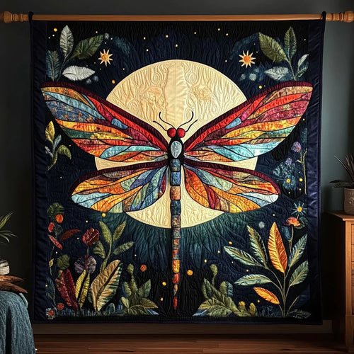 Moonlit Dragonfly Quilt Blanket