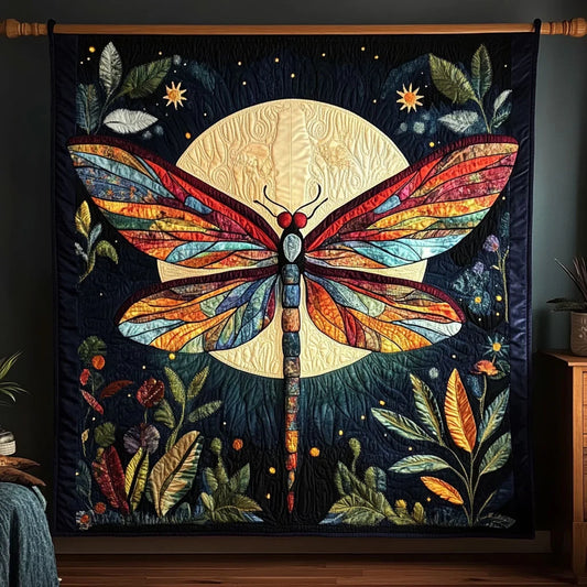 Moonlit Dragonfly Quilt Blanket