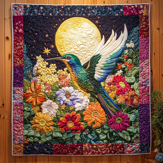 Moonlit Hummingbird Quilt Blanket