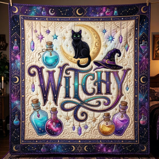 Moonlit Mystic Witch Quilt Blanket