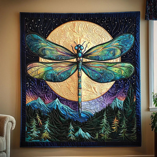 Moonlit Night Dragonfly Quilt Blanket