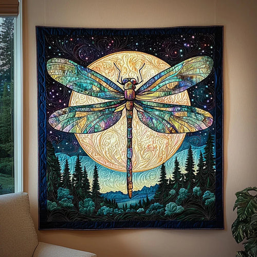 Moonlit Night Dragonfly Quilt Blanket
