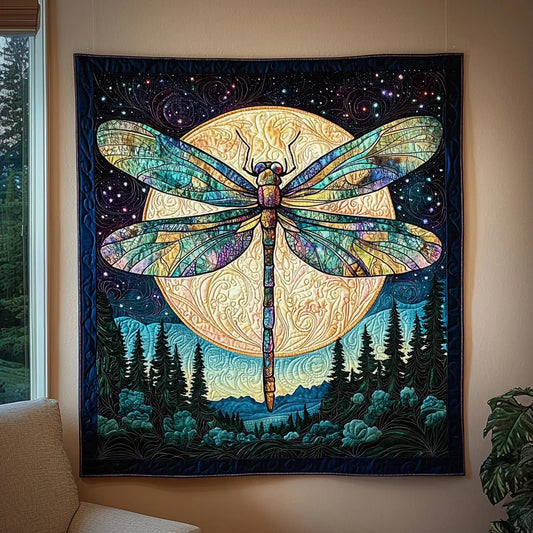 Moonlit Night Dragonfly Quilt Blanket