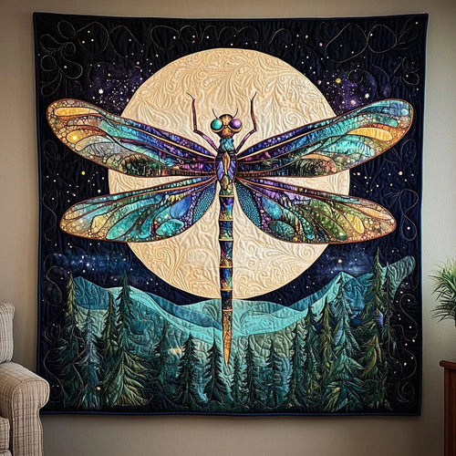 Moonlit Night Dragonfly Quilt Blanket