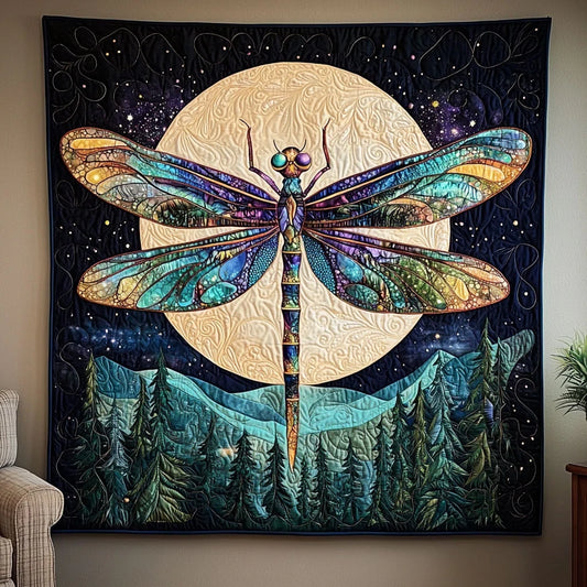 Moonlit Night Dragonfly Quilt Blanket