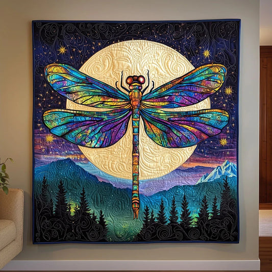 Moonlit Night Dragonfly Quilt Blanket