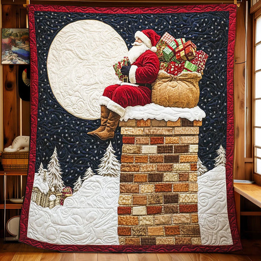 Moonlit Santa Gift Quilt Blanket