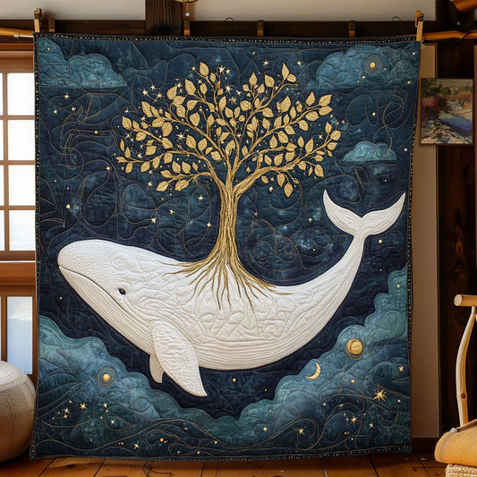 Moonlit Whale Quilt Blanket