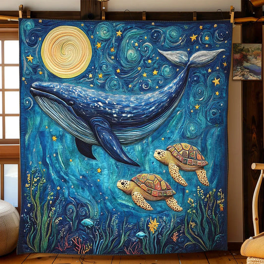 Moonlit Whale Quilt Blanket