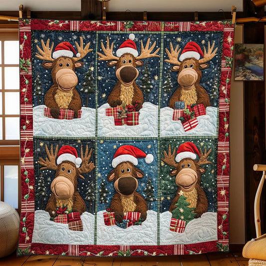 Moose Christmas Dream Quilt Blanket