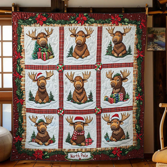 Moose Silent Night Quilt Blanket