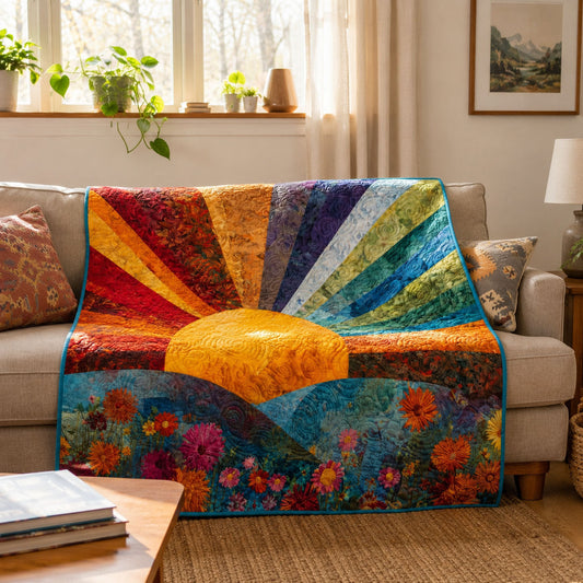 Morning Glow Quilt Blanket - Quilted Blanket by OtterMia