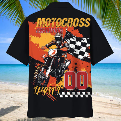 Motocross Champion Hawaiian Shirt Custom Number